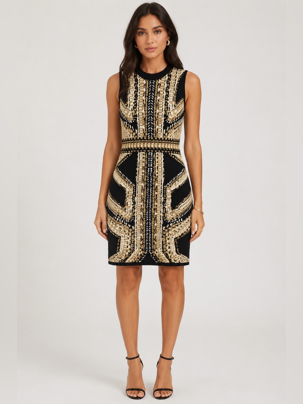 Ashley Stewart Women’s 18/20w Bodycon Sweater Dress Geometric Print Elegant New